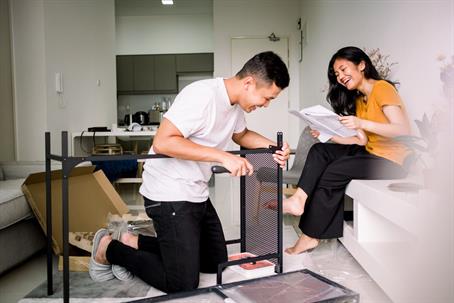 Couple working on a project